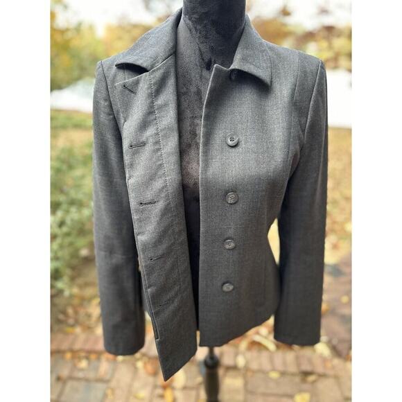 J. Crew Vintage Wool Blazer lined hidden buttons Gray 10 schoolboy  preppy - Picture 4 of 9